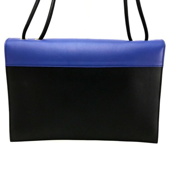 CELINE Tricolor Leather Shoulder Bag Black/Blue/Be - Picture 2 of 9